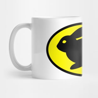 black print rabbit yellow Mug